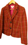 Talbots Womens Rust Orange Plaid Wool Blazer Jacket Size 8 Petite 8P Pink Lined