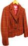 Talbots Womens Rust Orange Plaid Wool Blazer Jacket Size 8 Petite 8P Pink Lined