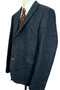 Harris Tweed Blue Herringbone Next 46" Long Modern Tweed Jacket