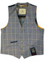 House of Cavani 38R Pale Blue Box Check Mens Modern Suit Waistcoat