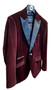 House of Cavani Mens Blazer 34R Burgundy Velvet Satin Lapel Dinner Jacket