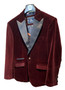 House of Cavani Mens Blazer 34R Burgundy Velvet Satin Lapel Dinner Jacket