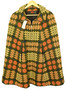 Vintage Tydybo Orange Green Medium Welsh Tapestry Woven Cape Poncho