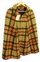 Vintage Tydybo Orange Green Medium Welsh Tapestry Woven Cape Poncho