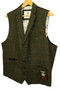 House of Cavani Green Check 46" Collared Tweed Smart Modern Mens Waistcoat