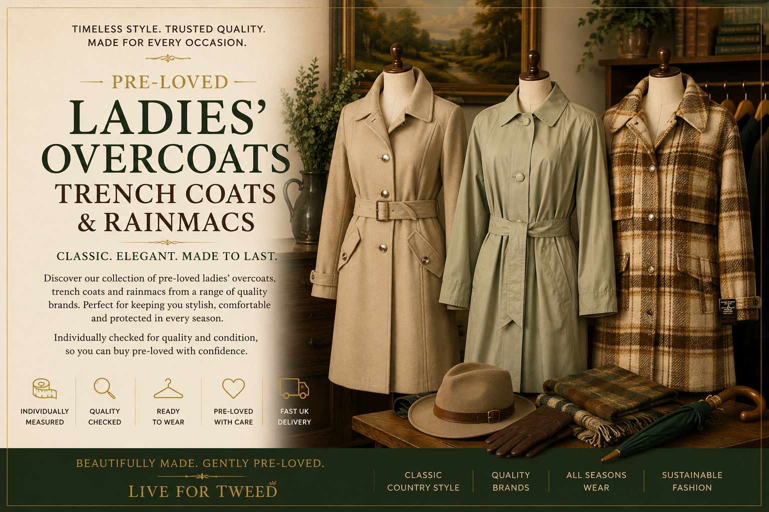 Pre-Loved Ladies' Overcoats, Trench Coats & Rainmacs – Classic Women's Outerwear for Every Season
