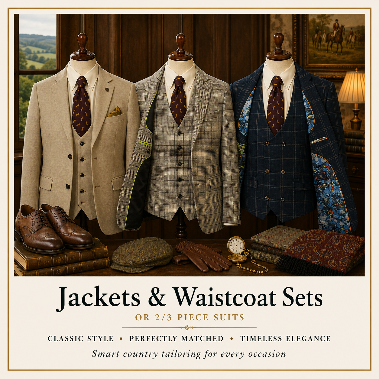 Men's Tweed Jacket & Waistcoat Sets | 2 & 3 Piece Tweed Suits | Vintage & Modern British Tailoring