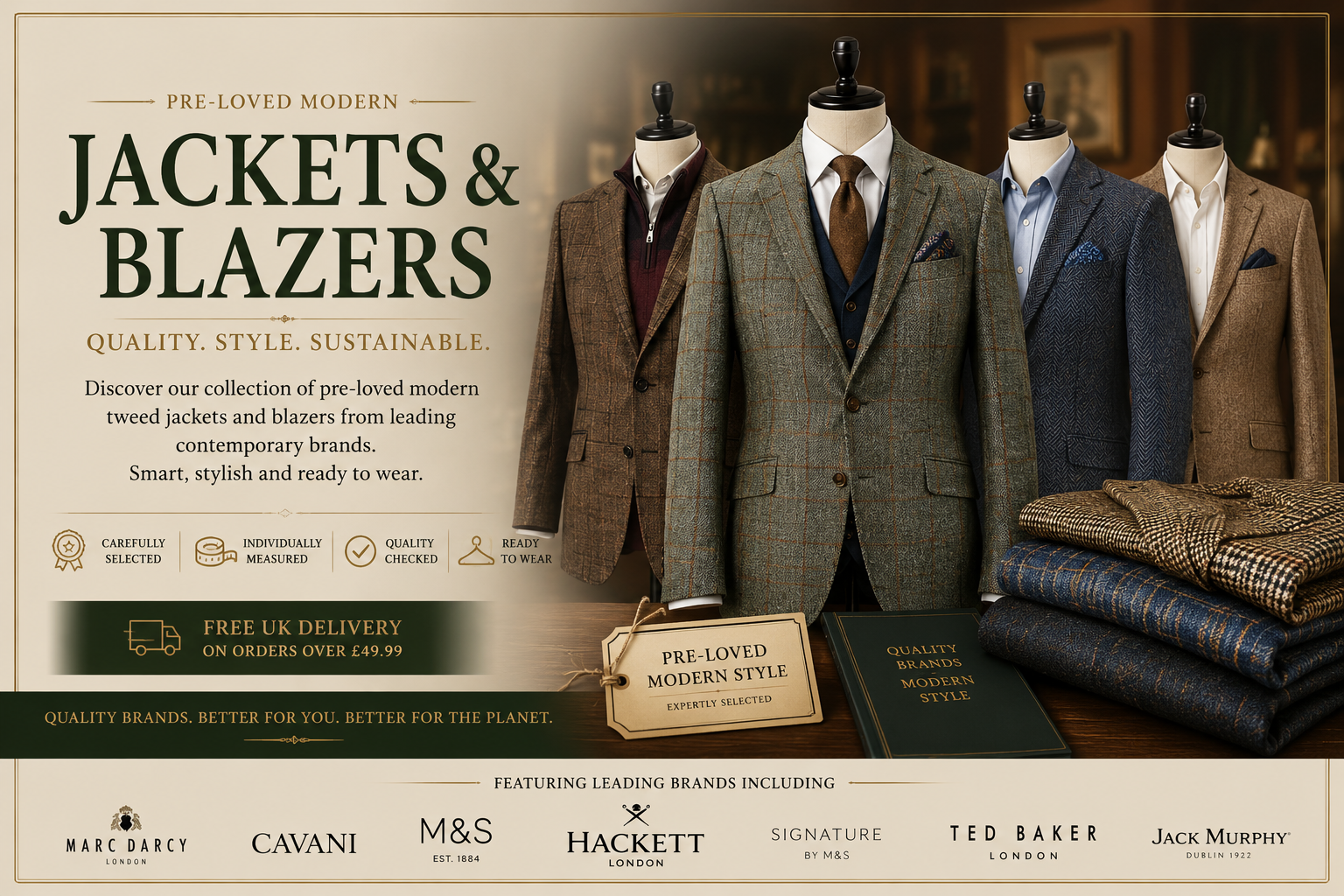 Men's Pre-Loved Modern Jackets & Blazers | Marc Darcy, Cavani, Hackett London & Premium British Tailoring