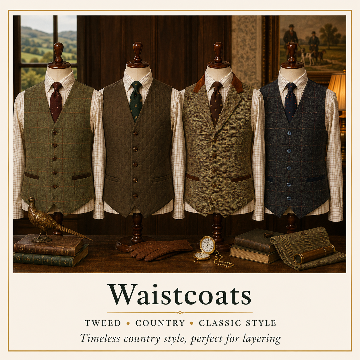Men's Country Vests | Tweed & Waxed Gilets | Pre-Loved Country Clothing