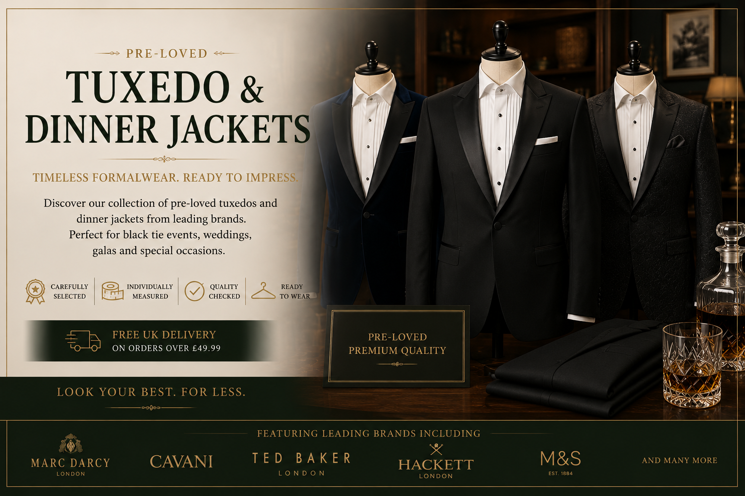 Men's Pre-Loved Tuxedos & Dinner Jackets | Black Tie Formalwear & Evening Jackets
