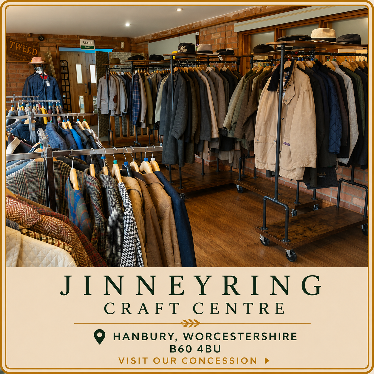 Visit our Live for Tweed preloved country clothing concession within Jinney Ring Art Cafe