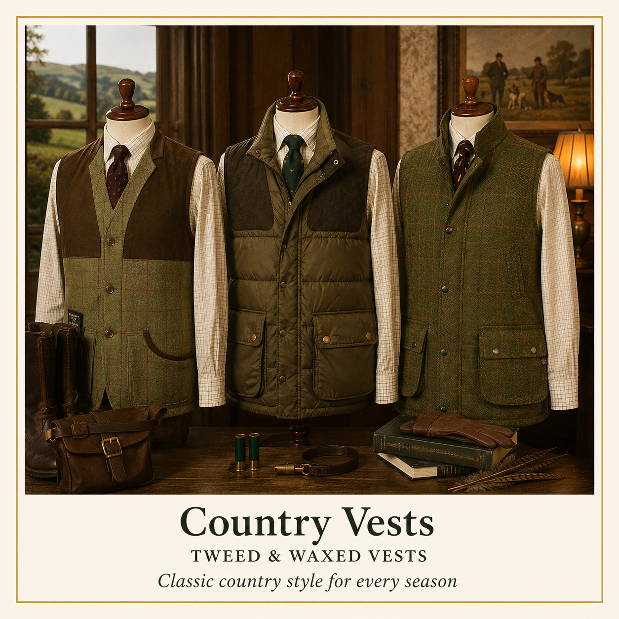 Country Vests  Explore our collection of pre-loved country vests, tweed gilets and waxed shooting vests, carefully selected for quality, practicality and timeless British country style. Whether you're looking for a traditional tweed gilet, a lightweight quilted vest or a durable waxed country vest, you'll find a wide choice of classic outdoor clothing designed for every season.