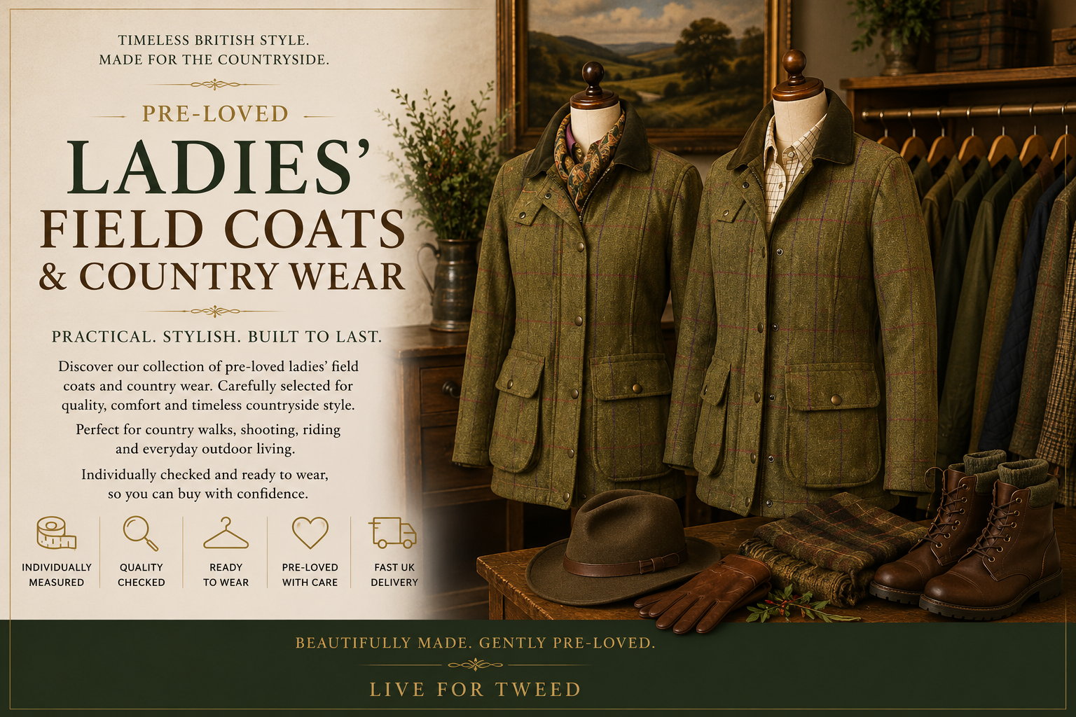 Pre-Loved Ladies' Field Coats & Country Wear – Vintage and Modern British Outdoor Jackets for Country Walks, Shooting, Riding and Rural Style