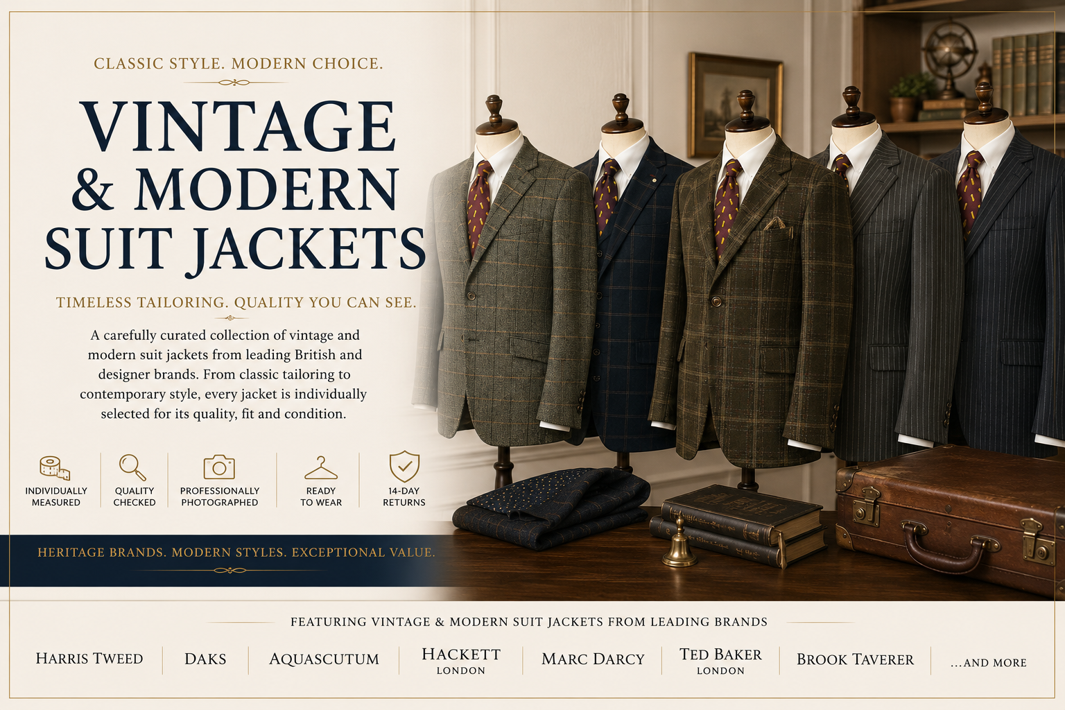 Men's Vintage & Modern Suit Jackets | British Tailoring & Designer Blazers