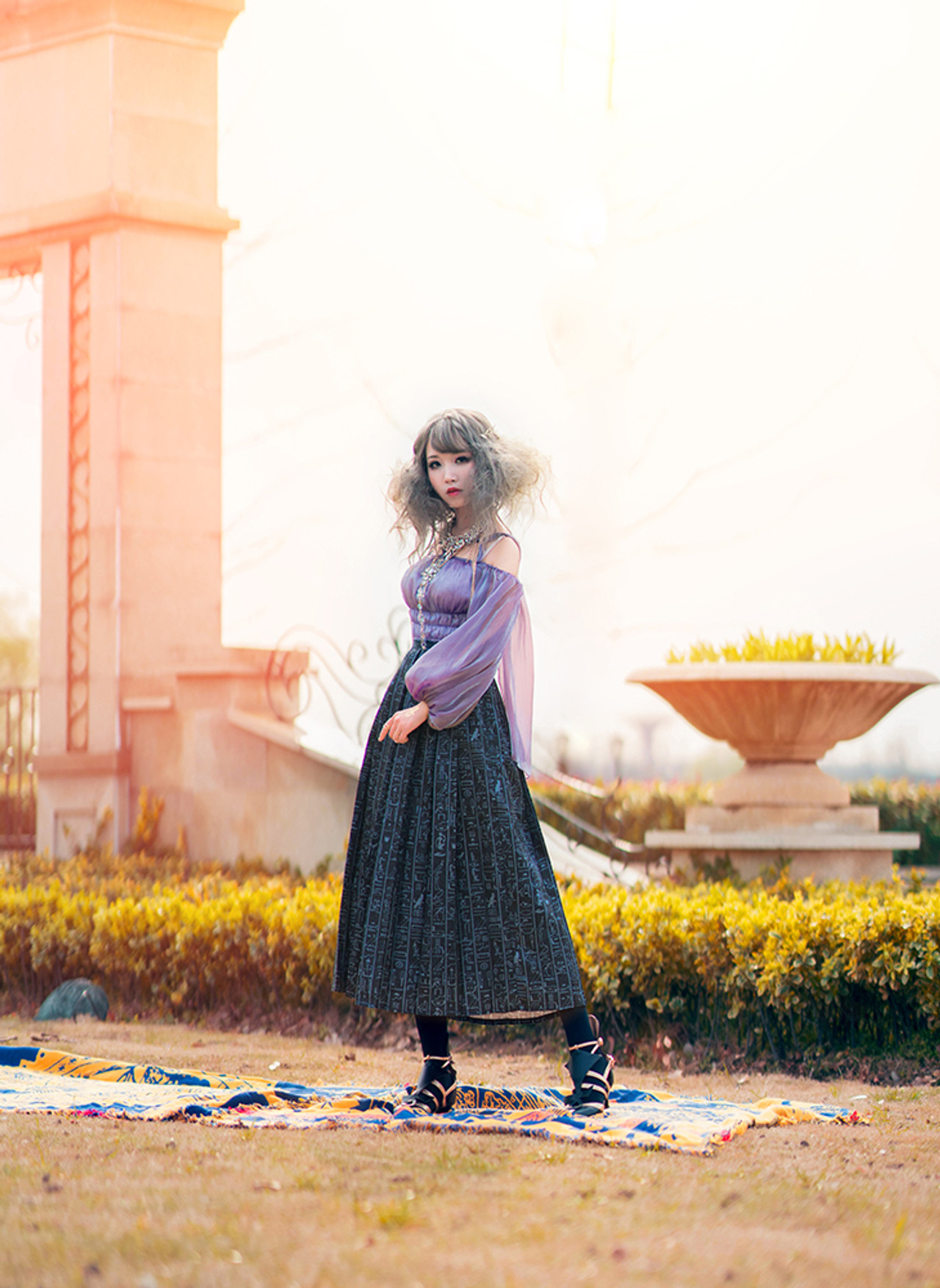 Vintage Retro Fashion Ancient Egypt Hieroglyphs Maxi Skirt Womens