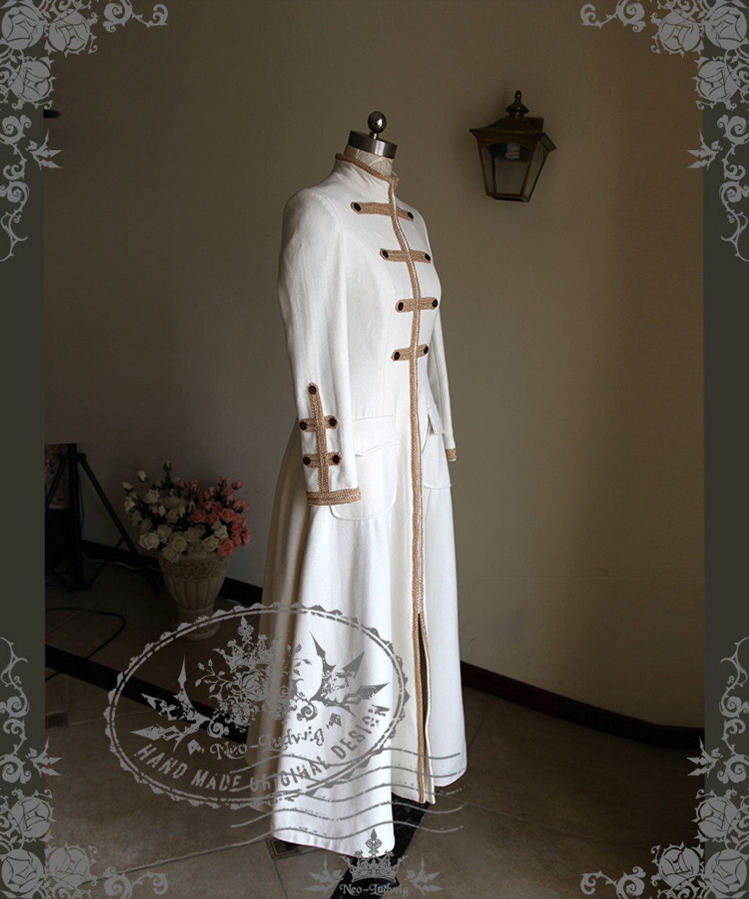 Steampunk Gothic Lolita Dandy Unisex Long Wool Coat