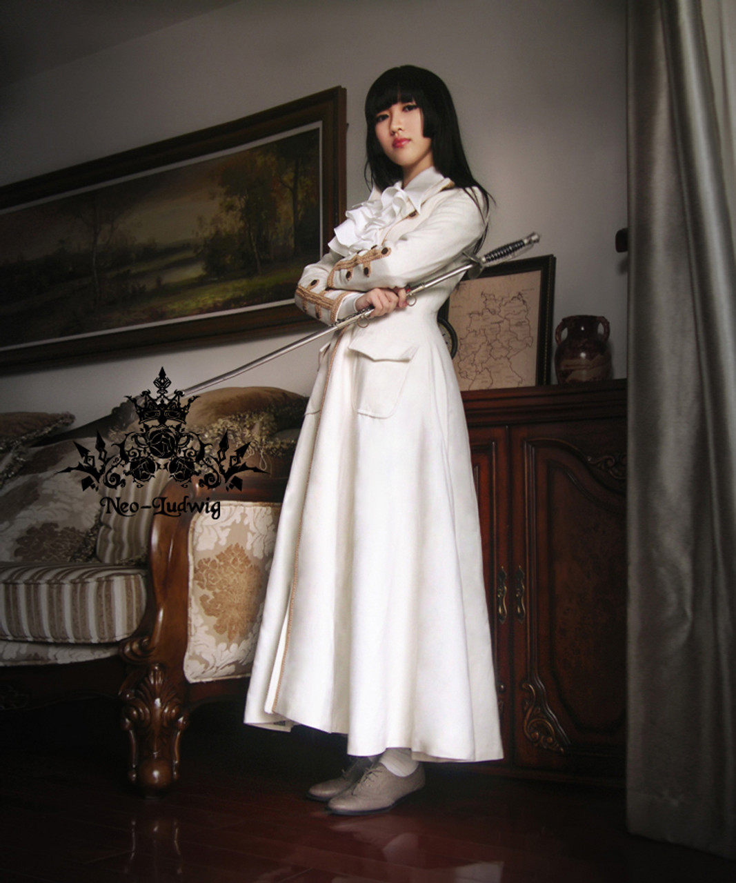 Steampunk Gothic Lolita Dandy Unisex Long Wool Coat