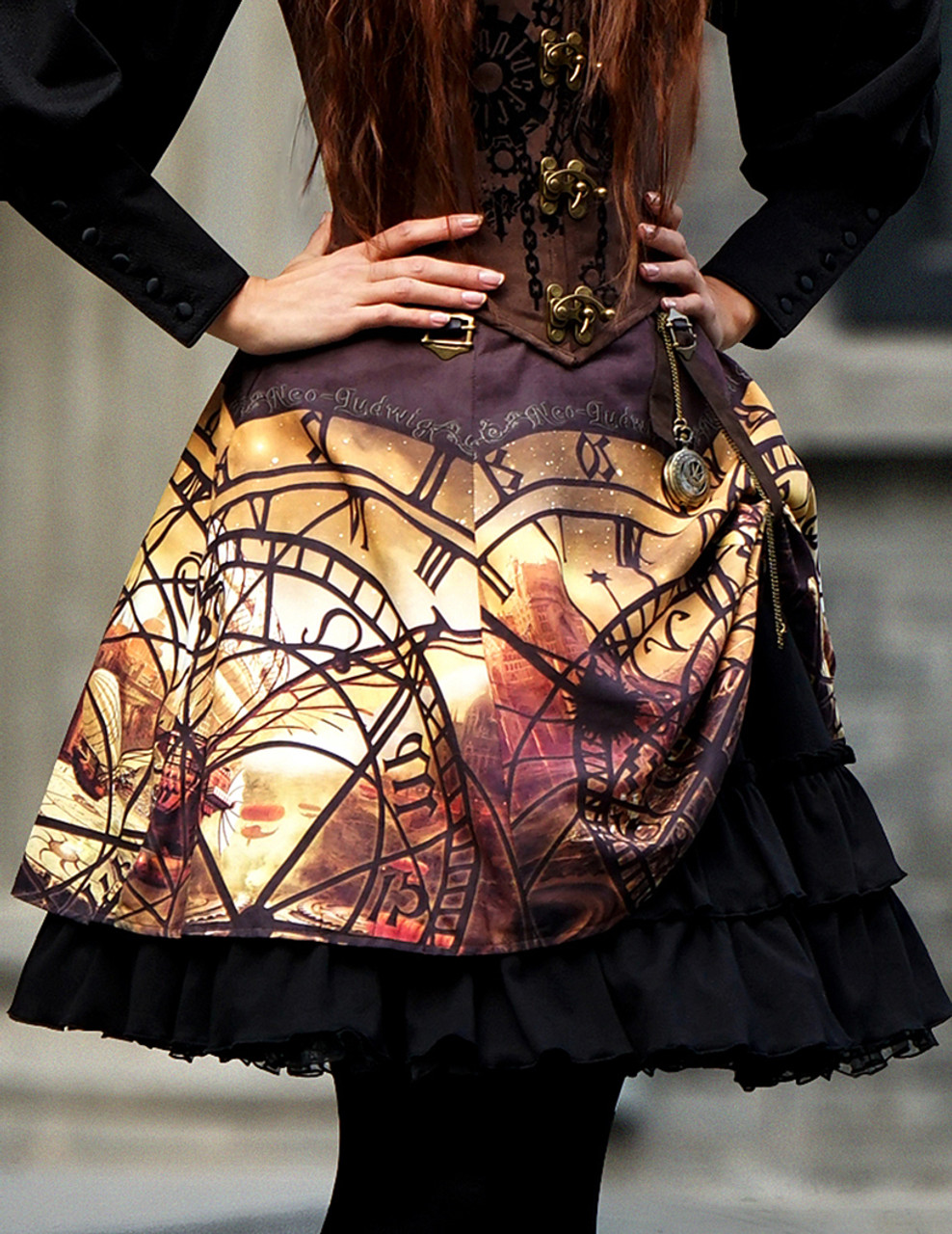 Beyond the End of Time, Steampunk Large Theme Prints High Waist 2