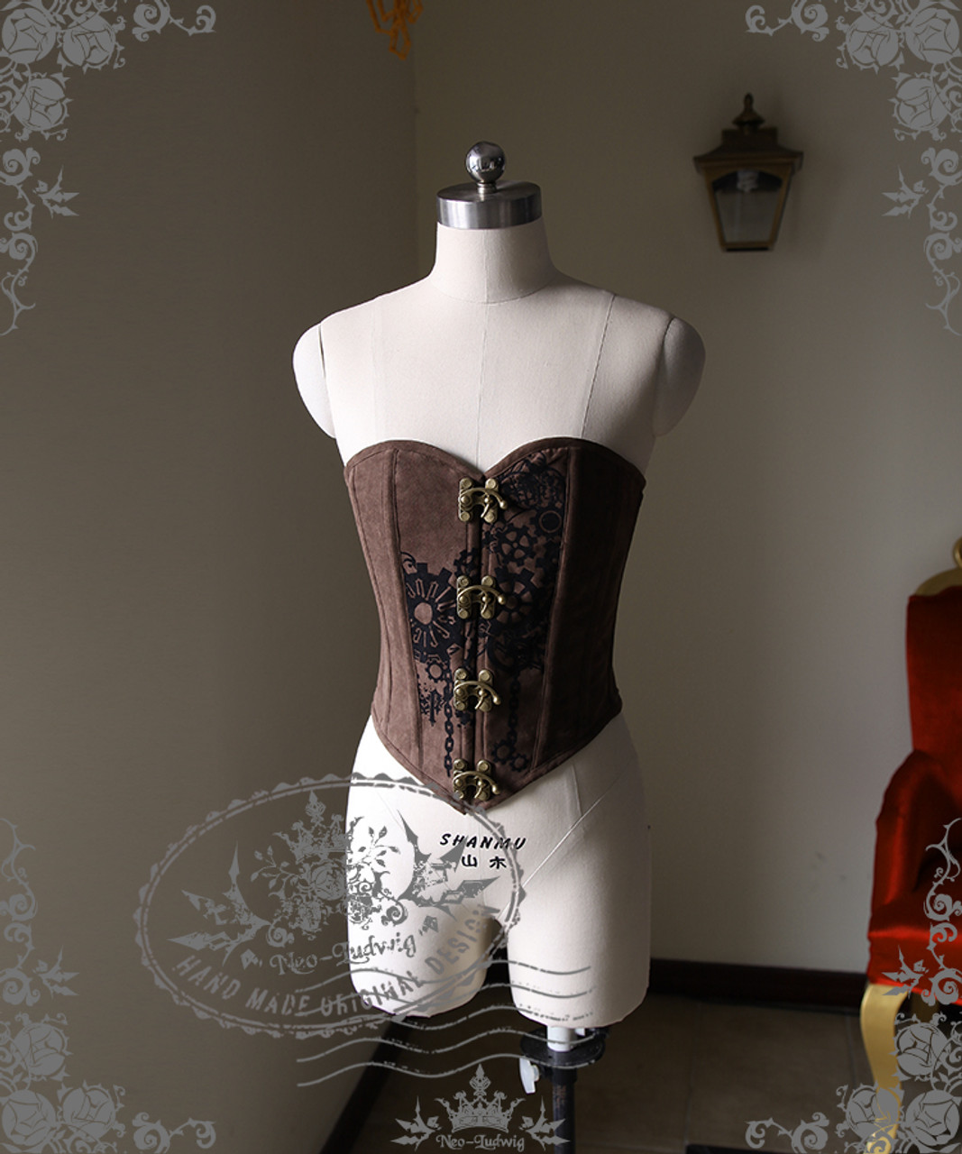 Women Gothic Over Bust Corset Steel Boned Authentic