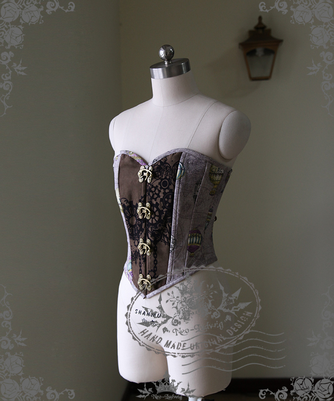 Tan Steel Boned Cotton Corset, Tan Steel Boned Corset 