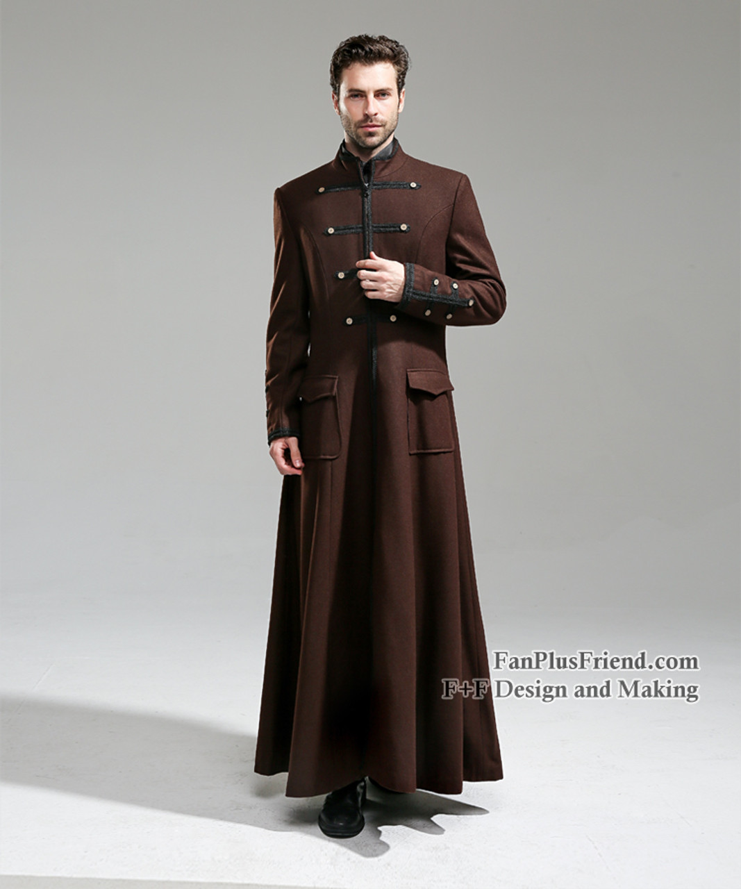Steampunk Gothic Dandy Long Wool Coat For Man Unisex Trench