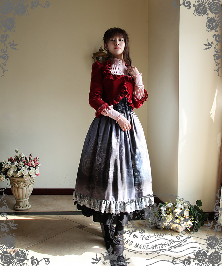 New Romantic, Gothic Lolita Low Neckline Plead Bustle Corduroy