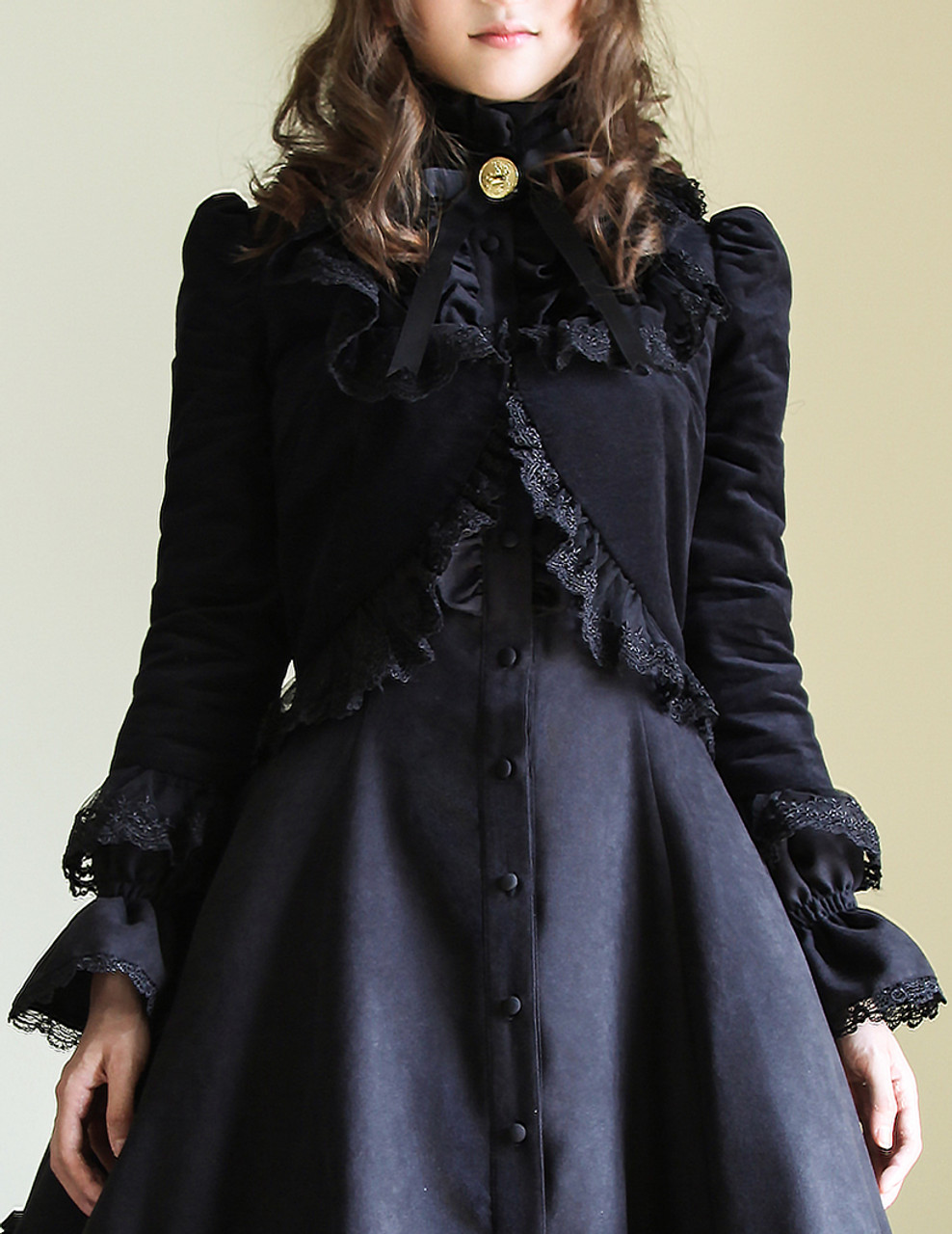 New Romantic, Gothic Lolita Low Neckline Plead Bustle Corduroy