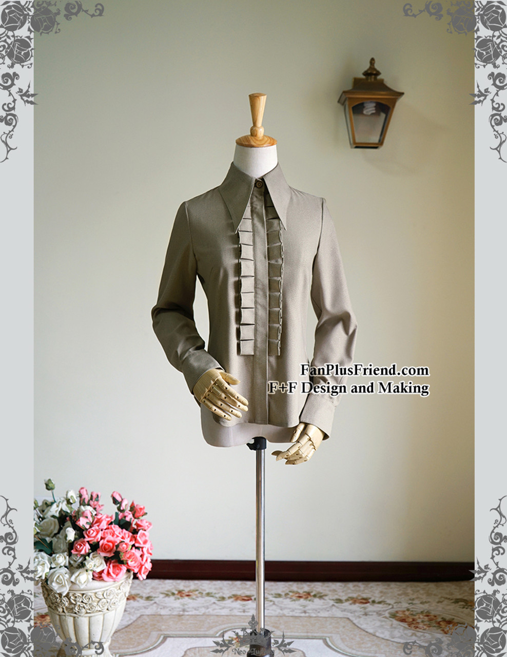 Steel Rose, Elegant Gothic Steampunk Long Sleeve Shirt Aristocrat Fashion  Blouse