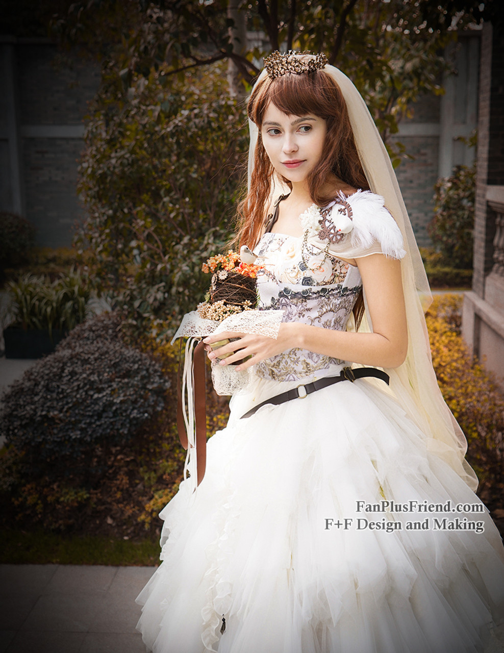 green steampunk wedding dress