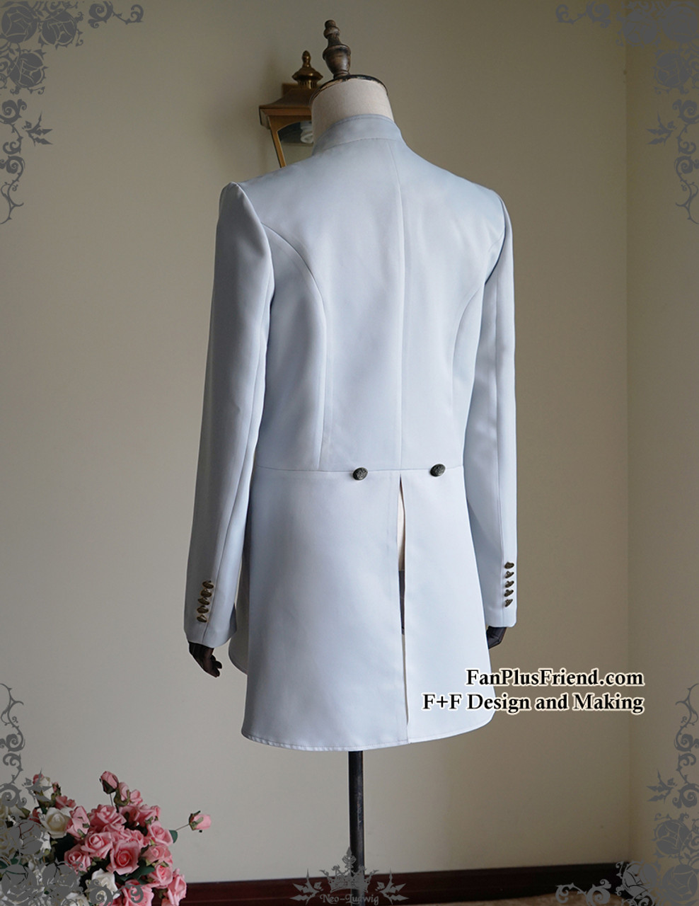 Vintage Men Jacket Mandarin Collar Jacket Shirt Jacket Blue Grey