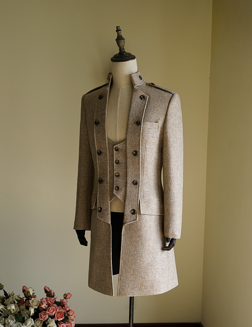 Vintage Mens Coat Short Jacket Casual Overcoat Peacoat Black Khaki