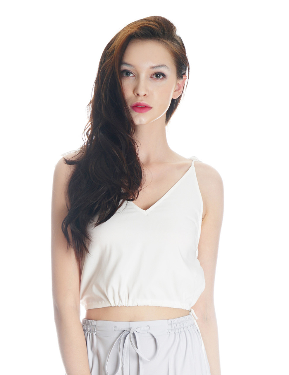 white silk vest top