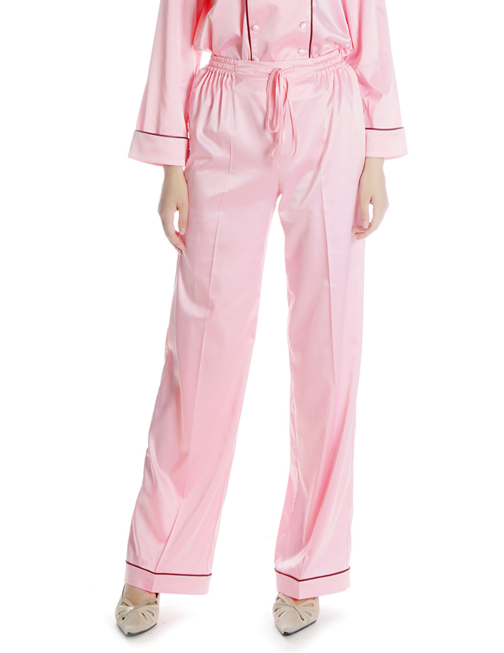 Chantal Pant in Cloud Pink | High-End Silk Pajama Pants