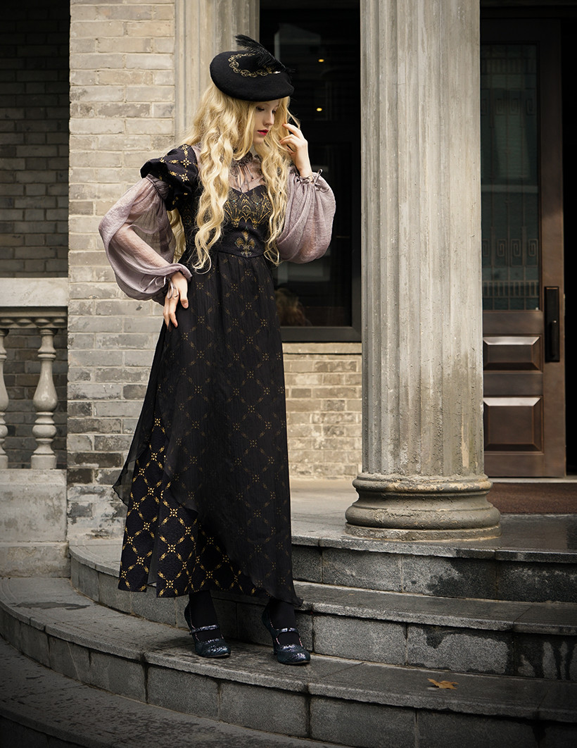 empire waist medieval dress A-Line Off The Shoulder Black Empire Waist Wedding Guest Dress main image 1