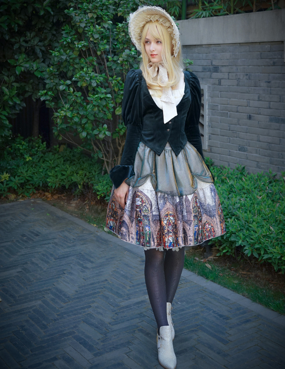 Vintage Lolita Retro Rococo Fashion Midi Skirt Womens