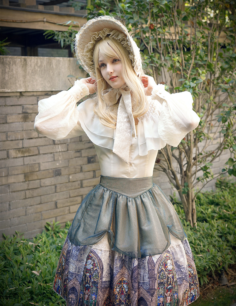 Vintage Lolita Retro Rococo Fashion Midi Skirt Womens