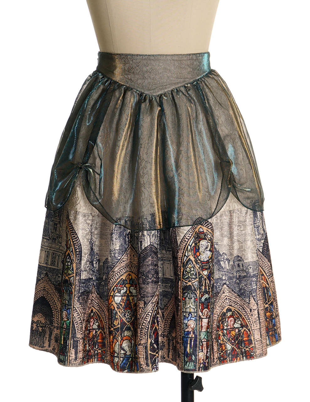 Vintage Lolita Retro Rococo Fashion Midi Skirt Womens Stained Glass Windows  Jacquard Skirt