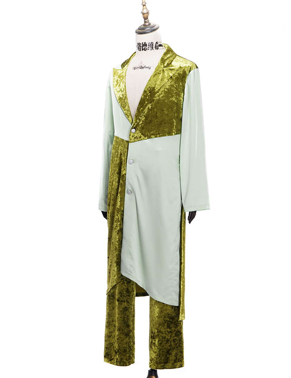 Vintage Fashion Men Pajamas Color Block Silk Gown Velvet Trousers Casual  Outfit