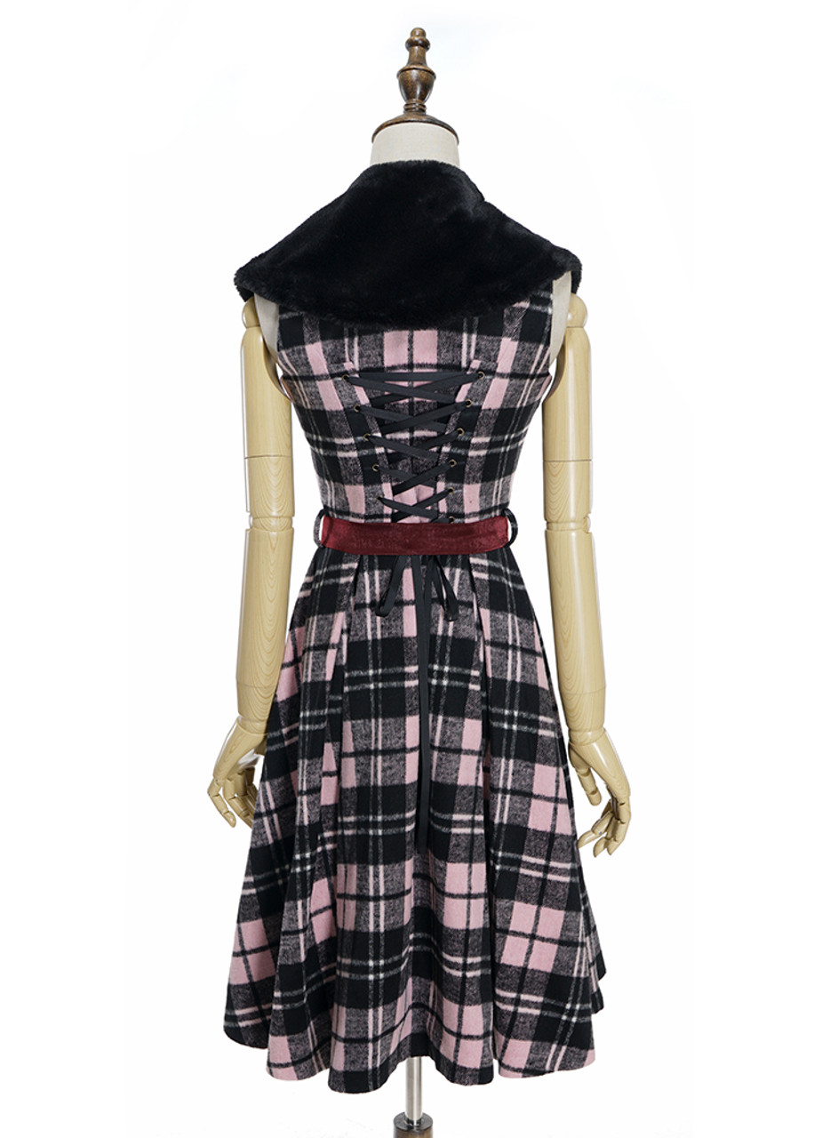 Exclusive Vintage Fashion Plaid Wool Midi Dress Winter Jumper