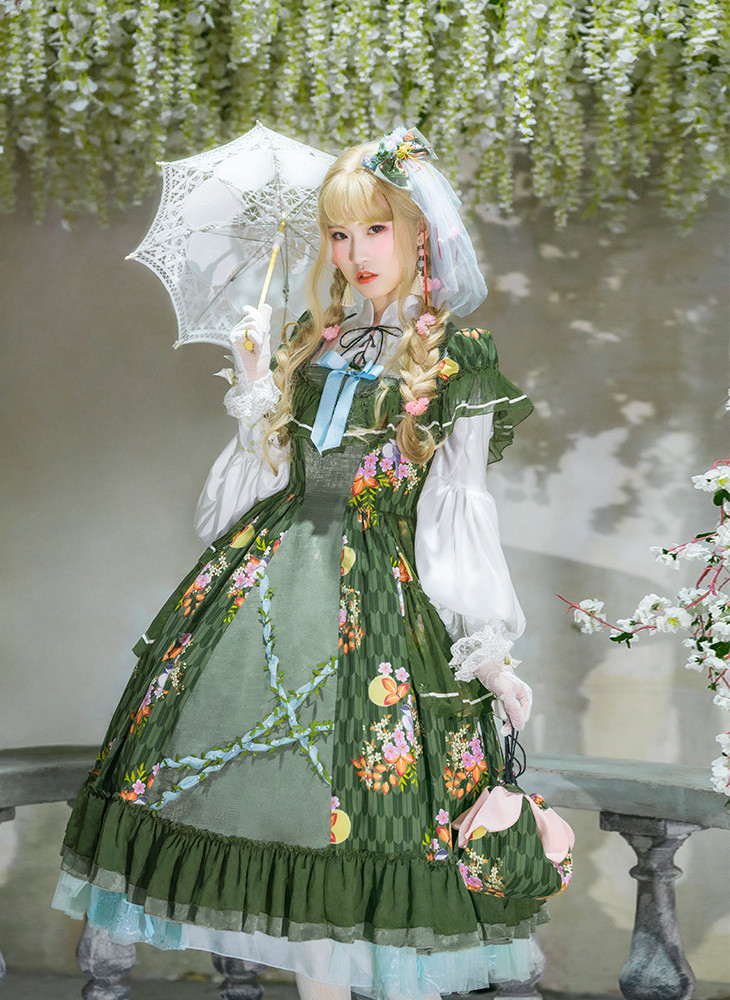SOLD OUT: Exclusive Japanese Fashion Style Midi Dress Taish Period Women  Chic Green Grey Ball Dress
