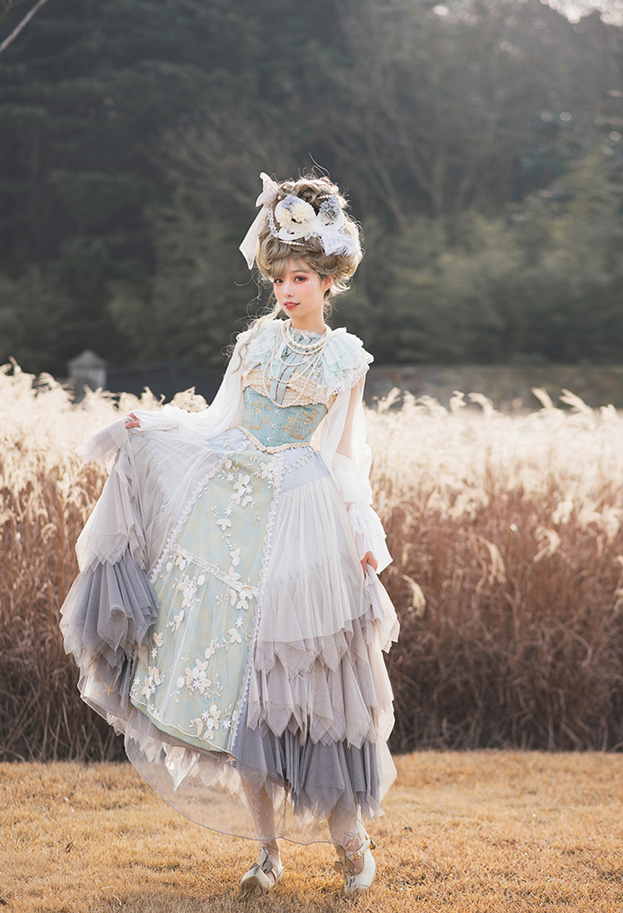 Les Sylphides, Classic Lolita Refined Floral Jacquard Steel