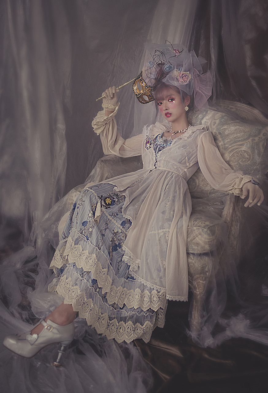 【OVERDUEFLAIR】LAYERED FLOWER SKIRT_MINT Under the Rose, Classic Lolita Chic Casual Ethereal Striped