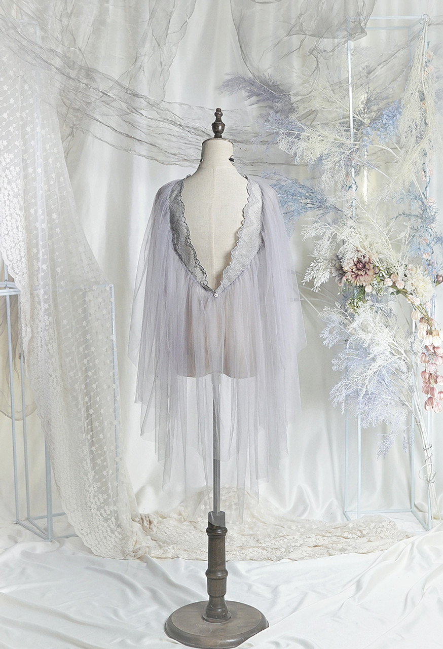 Scarborough Fair, Classic Lolita Handmade Chic Fairy Ethereal Double-Layer  Irregular Length Soft Tulle Cape*3colors