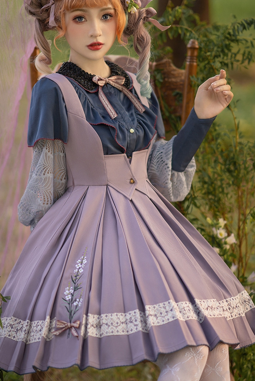 April, Classic Lolita Elegant False 2pcs Long Sleeves Cotton Midi Dress  Casual Spring Autumn OP*6colors, what meaning of lolita 