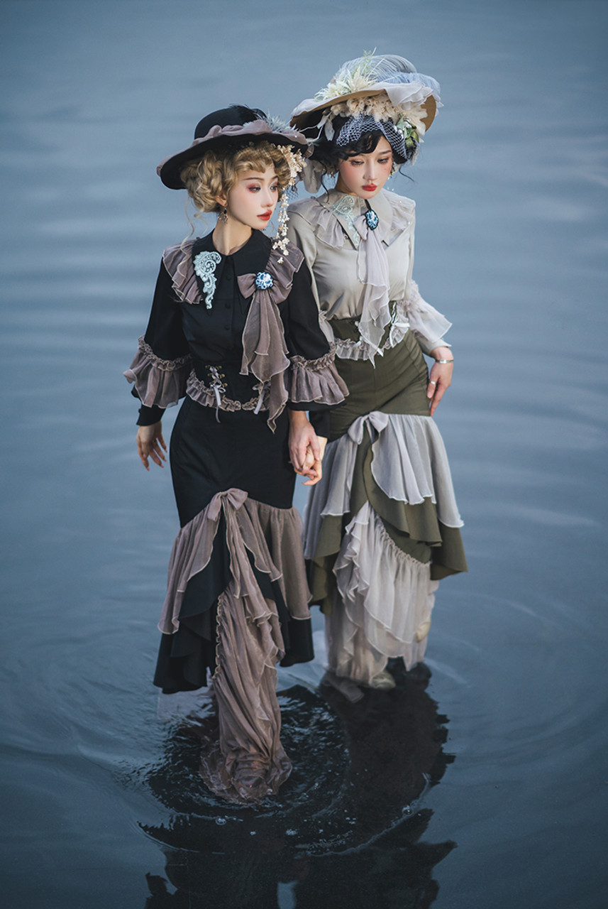 PAMEO POSE mermaid witch skirt フリルスカート Oviparity, Gothic Fashion Chic Irregular Bottom Mermaid
