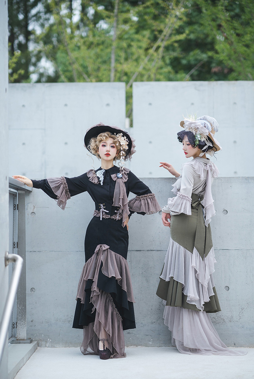 【BADDIARY】Roger Blouse + Mermaid Long Skirt Set ★S/M/L Oviparity, Gothic Fashion Chic Irregular Bottom Mermaid