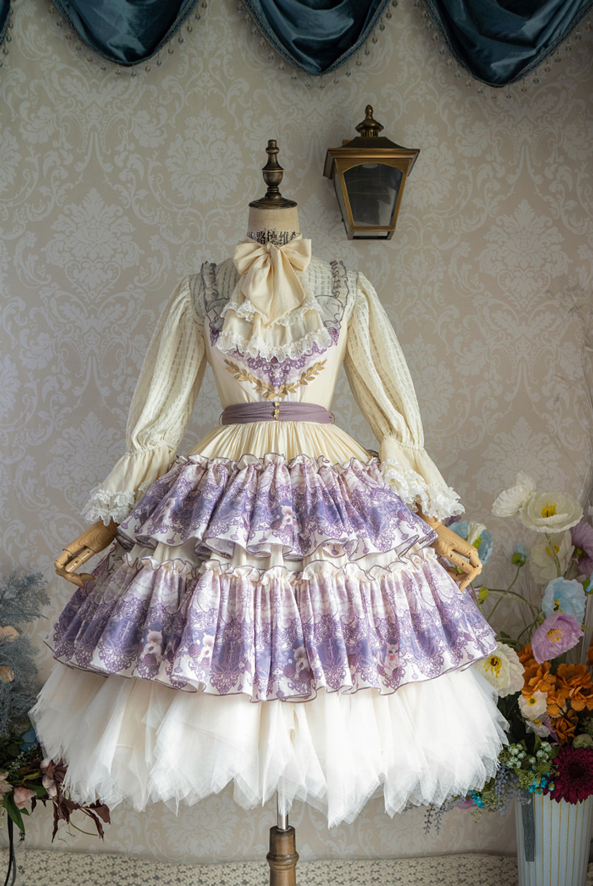 Berry Scent, Lolita Fashion Deluxe Chic Tiered Handmade Tulle Underskirt  Petticoat Bustle 3-Way Midi Skirt*3colors