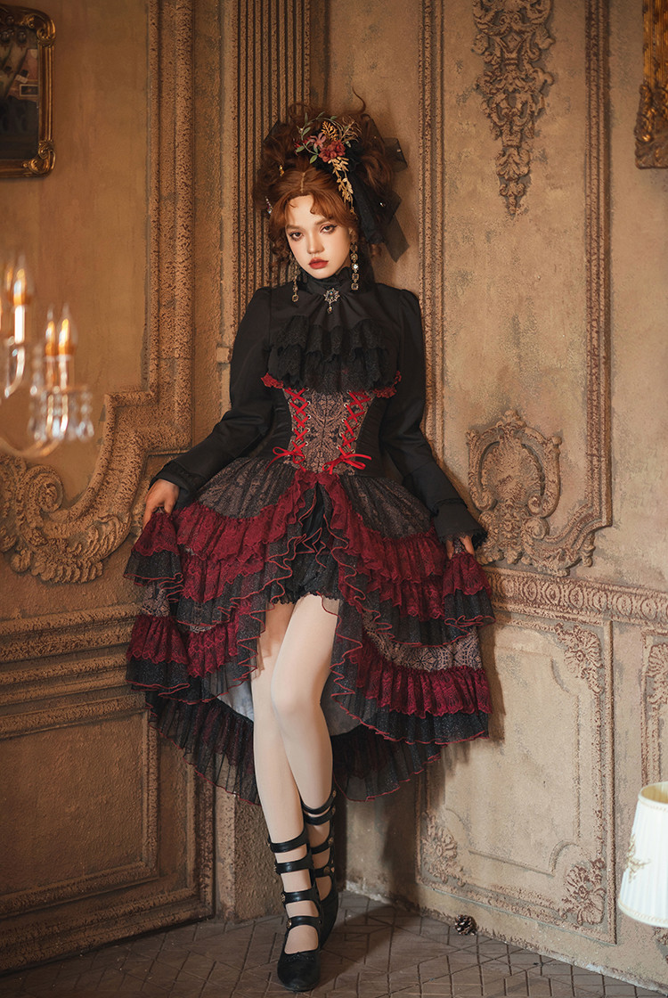 Whale Bones Bay, Elegant Gothic Style Frilly Stand Collar Long