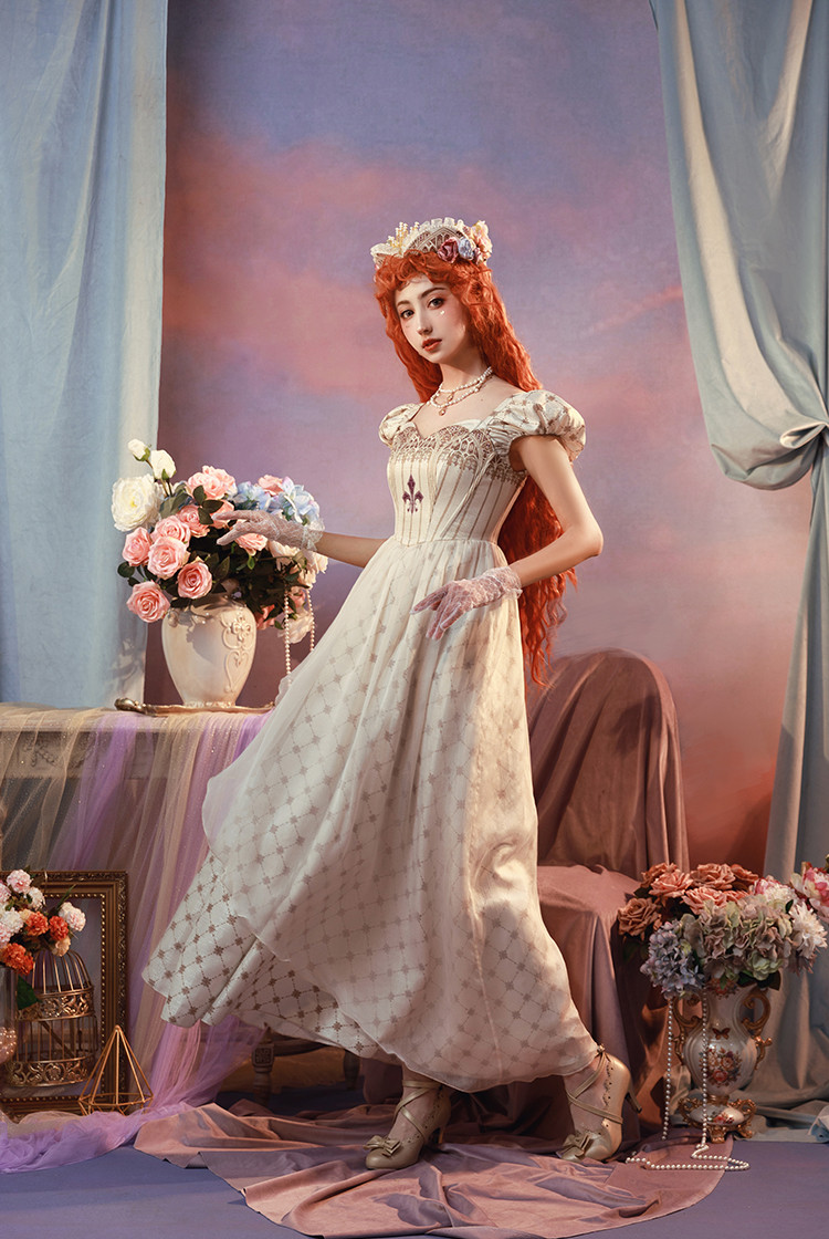 FLOWER JACQUARD WAIST DRAPE ONEPIECE CLANE WAIST RIBBON FLOWER ONE