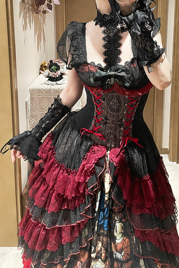 herlipto Loulou 砕く Corset Long Dress 